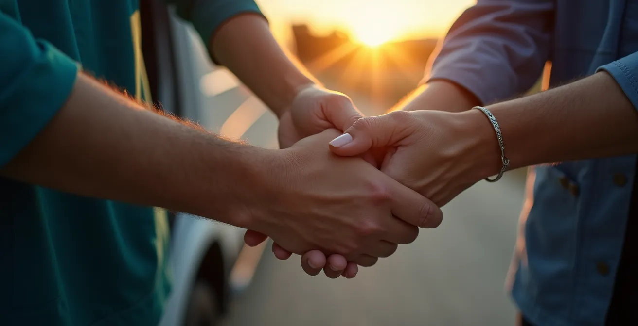 Chauffeur VSL assistant une personne âgée pour monter dans le véhicule