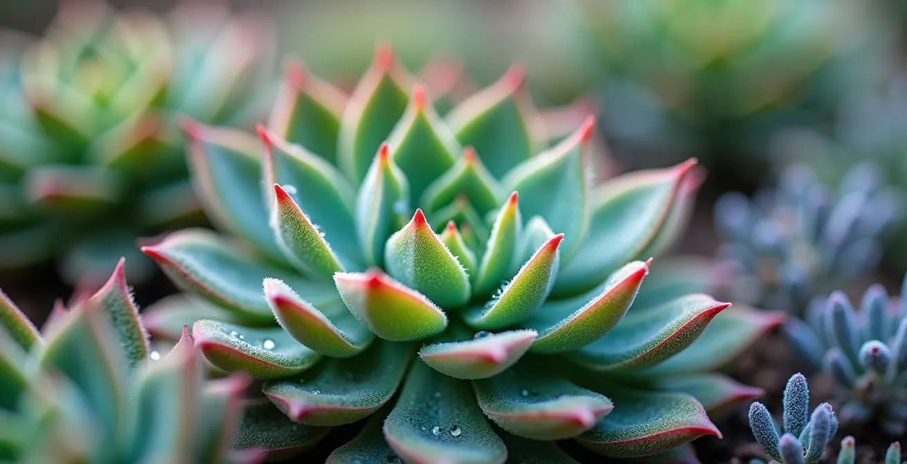 Massif de plantes vivaces méditerranéennes sans arrosage dans un jardin français ensoleillé