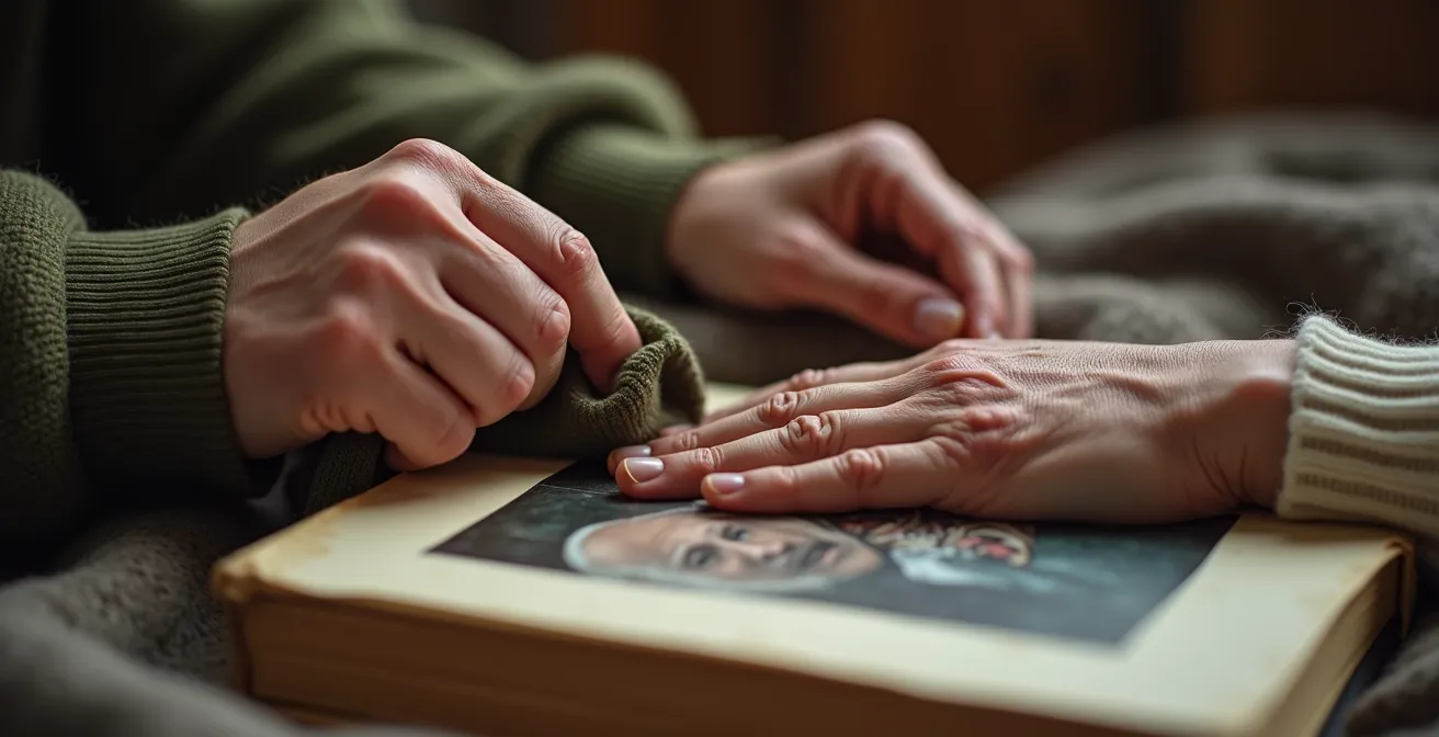 Aide ménagère échangeant avec une personne âgée assise pendant l'entretien bienveillant de sa chambre